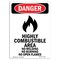 Signmission Safety Sign, OSHA Danger, 7" Height, Highly Combustible, Portrait OS-DS-D-57-V-1352 - alternate 1